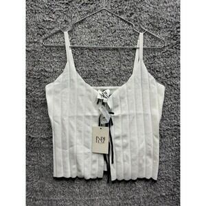 Indikah Indi Luxe LILOH TIED FRONT RIBBED CAMI TOP WHITE Size M NWT